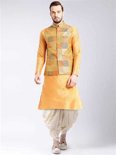 KISAH Men Mustard Yellow Kurta with Dhoti Pants - Price History