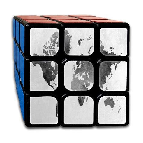Buy Rubiks Cube Retro Black White World Watercolor Art Personalized ...