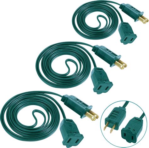 PASUTO 6 FT Extension Cord, US AC 2-Prong Black Male/Female Outlet ...