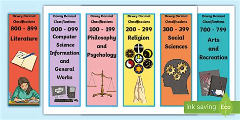 Dewey Decimal Bookmarks - Educational Resources - Bookmarks