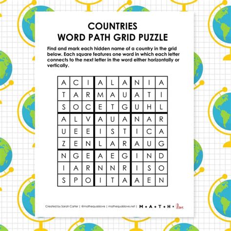 Word Path Grid Puzzles Collection | Math = Love