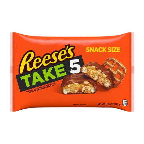Buy REESE'S TAKE 5 Pretzel, Peanut and Chocolate Snack Size, Candy Bag ...