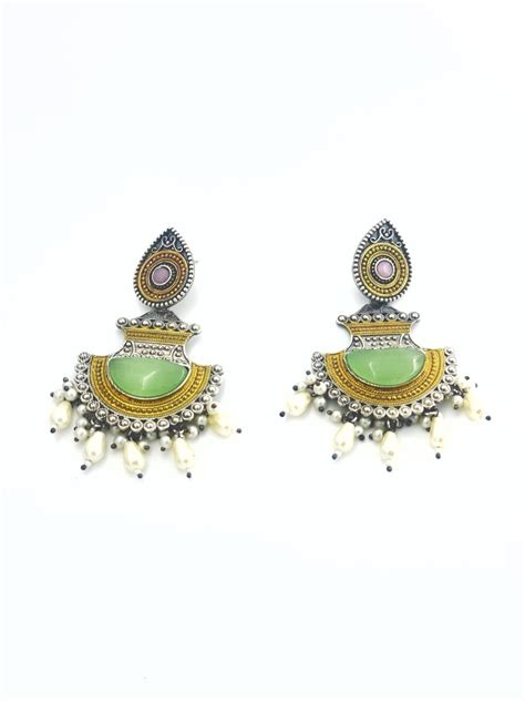 Green Antique Chandbali – Astikya