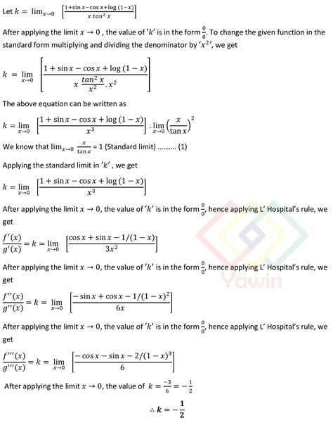 Evaluate lim (x->0) ( (1 + sinx – cosx + log(1-x)) / (x tan^2 x) ) – Yawin