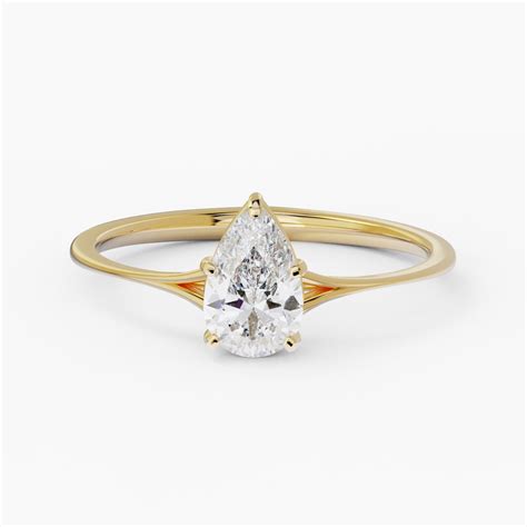 Pear Cut Engagement Ring, Solid 14k Gold Ring, Teardrop Wedding Ring ...