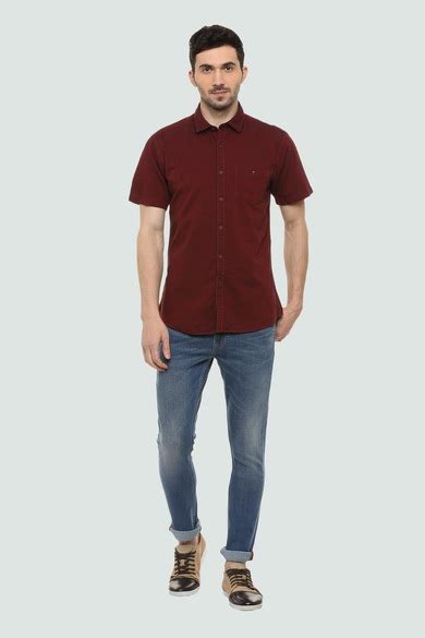 Buy Men Maroon Slim Fit Solid Half Sleeves Casual Shirt Online - 334745 ...