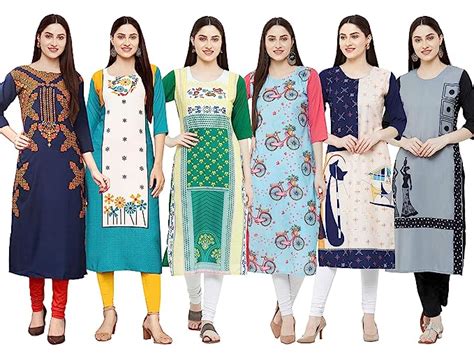 Buy 1 Stop Fashion Multi Coloured Digital Print Crepe Kurtas/Kurtis ...