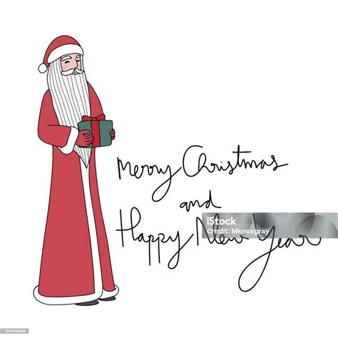 Tall Santa Claus Merry Christmas And Happy New Year Cartoon Vector ...