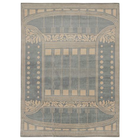 Rug and Kilim’s Custom French Art Deco Style Rug Design in Cream and ...
