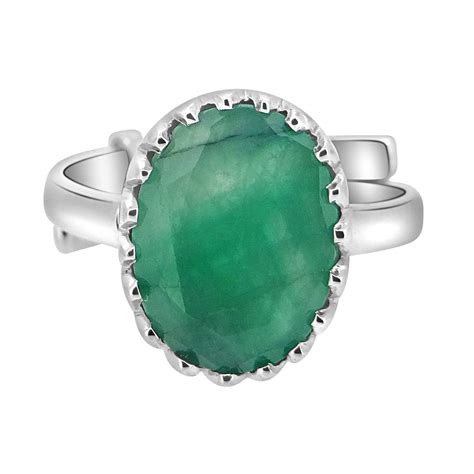 Arihant Gems & Jewels 3.25 Ratti Emerald/Panna Gemstone 925 Silver ...