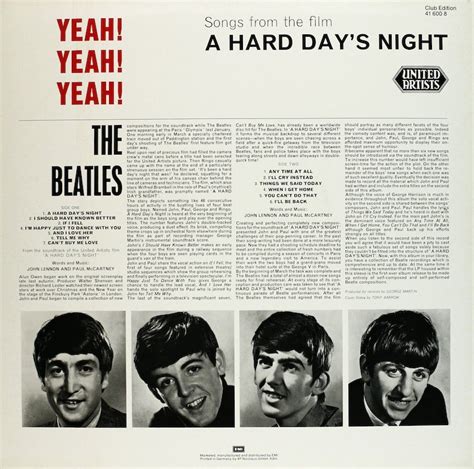 The Beatles. Yeah! Yeah! Yeah! Songs From The Film A Hard Day's Night ...