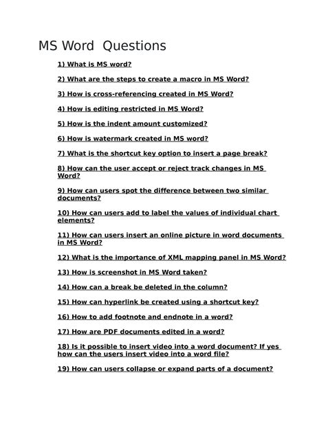 Image result for MS Word Computer Questions