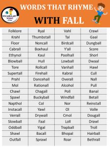 Words That Rhyme with Fall - Vocabulary Point