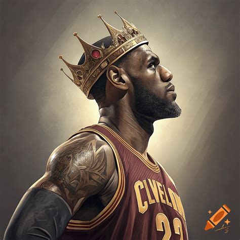 LeBron James wearing a bronze crown on Craiyon