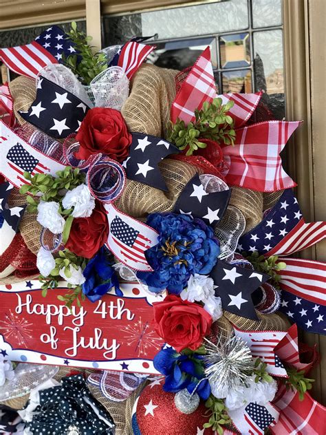Patriotic Door Wreath, 4th of July Wreath, American Flag Door Decor ...