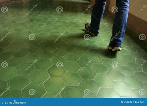 Green Tile Floor in an Ancient Building Stock Image - Image of floor ...