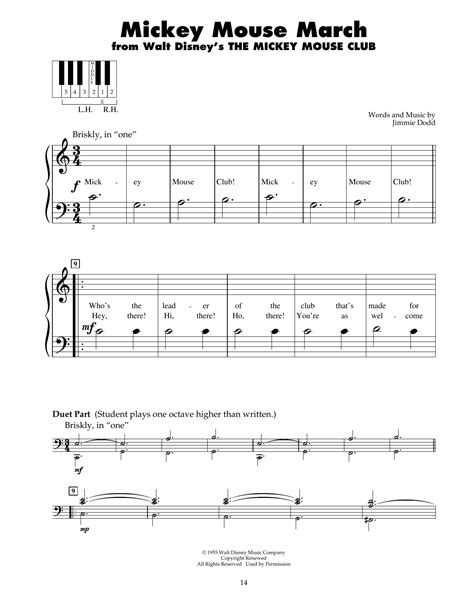 Mickey Mouse March (from The Mickey Mouse Club) by Jimmie Dodd Sheet ...