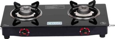 cello GEM 2 Burner Black Manual Ignition Glass Top Gas Stove,(ISI ...