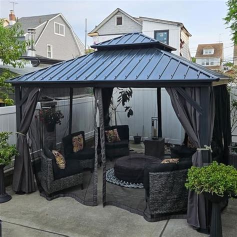Domioutdoorliving Domi Hardtop Gazebos 10x10FT, Aluminum Metal Gazebo ...