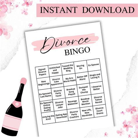 Divorce bingo party game printable divorce party games instant download ...
