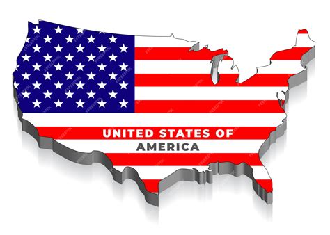 3d flag map of united states of america | Premium Vector