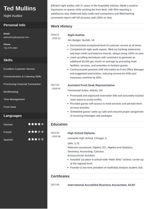 Night Auditor Resume: Example, Job Description & Guide