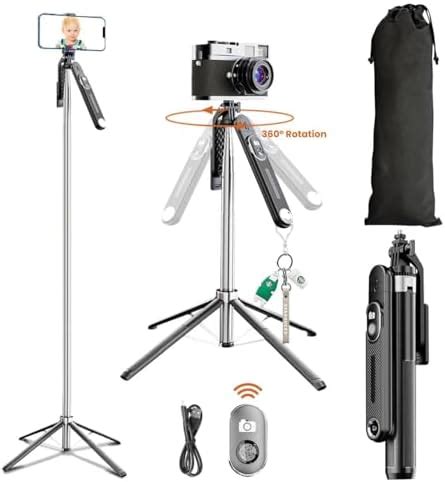 Dravina Selfie Stick with Rechargeable Remote. 180cm Tripod Stand with ...
