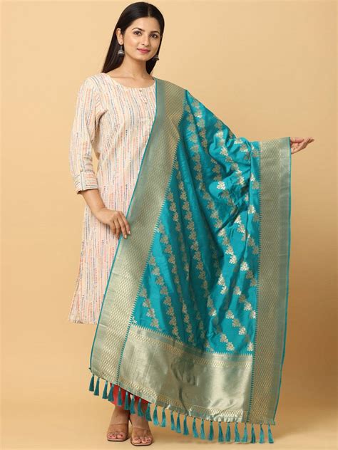 Rama Colour Woven Design Dupatta