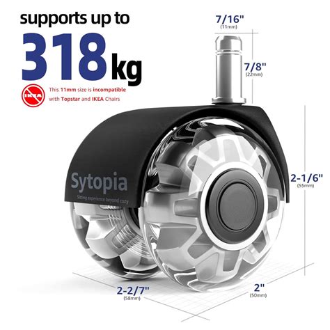 Snapklik.com : Office Chair Wheels, 2 Inch Rubber Rollers, Heavy Duty ...