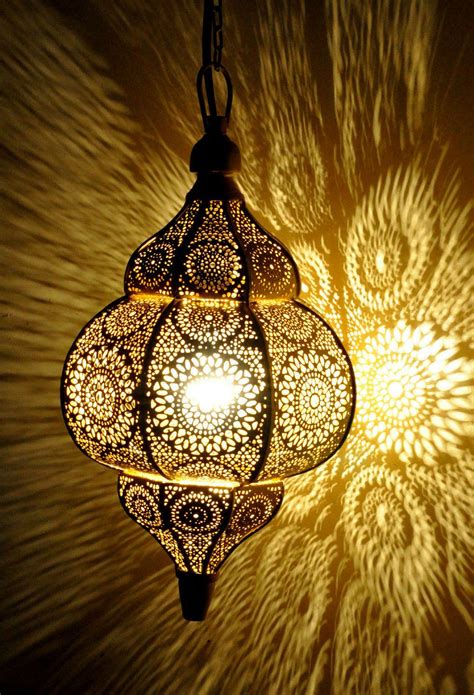 Buy THE INTERNATIONAL Gold Metal Antique Moroccan Hanging Pendant Lamp ...
