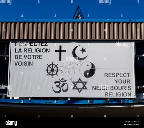 A board outside the World Church of God in Montreal appealing to the general public to respect ...