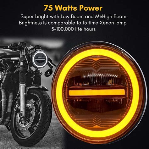 7 Inch Round White LED Headlight 100W (AC/DC 12V-80V) With Amber/White