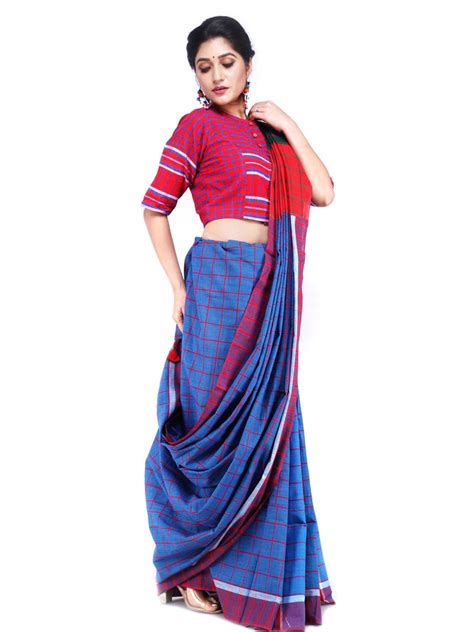 Traditional Handloom Gamcha Cotton Saree with Vibrant Patchwork Design ...