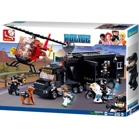 Buy Sluban Kids SWAT Police Mobile Command Center, Helicopter ...