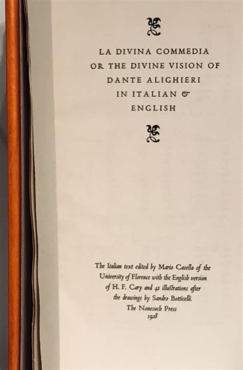 La Divina Commedia or the Divine Vision of Dante Alighieri in Italian ...