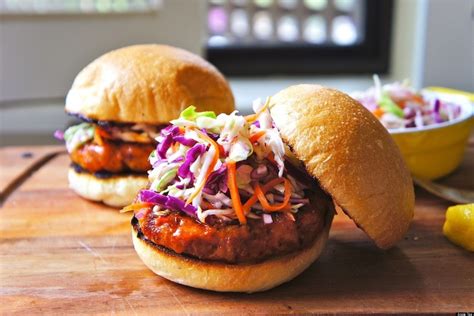 Buffalo Chicken Burgers With Sweet And Tangy Coleslaw | HuffPost