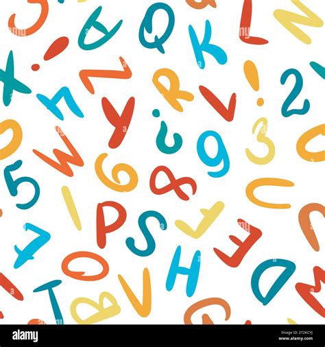 Funny bubble letters and numbers seamless pattern. Cute colorful kids ...