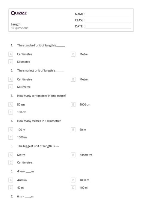50+ Comparing Length worksheets for 3rd Class on Quizizz | Free & Printable