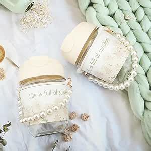 Dakari Enterprise Aesthetic glass water bottle, floral design,pearl ...