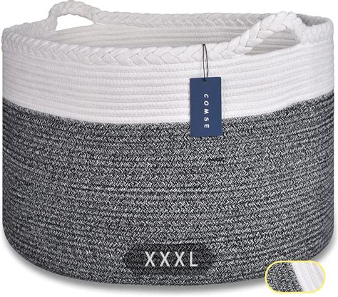 COMSE Extra Large Blanket Basket, Storage Basket, Rope Laundry Basket ...