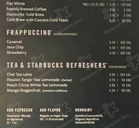 Menu at Starbucks, Mumbai, Upper Ground Floor