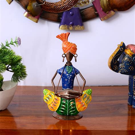 Buy Medieval Arts Wrought Iron Hand Painted Musician Showpieces ...