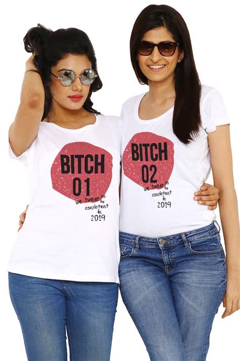 Matching Tees For Best Friends Forever - White Colour - BonOrganik