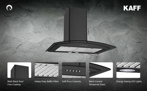 KAFF FLO BF 60 Baffle Filter Curved Glass Kitchen Chimney 60 CM with ...