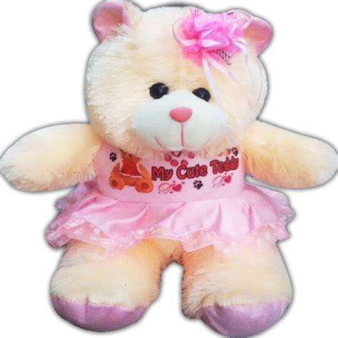 Buy Paris Gifts Cute Teddy Girl Soft Furr cream & pink Toy Online at ...