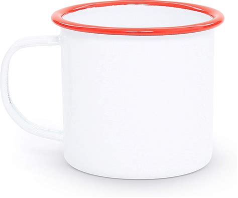 Buy Enamelware Mug, 12 ounce, Vintage White/Red (Set of 4) Online at ...