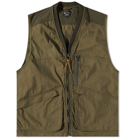 orSlow Cotton Nylon Utility Vest Army Green | END.