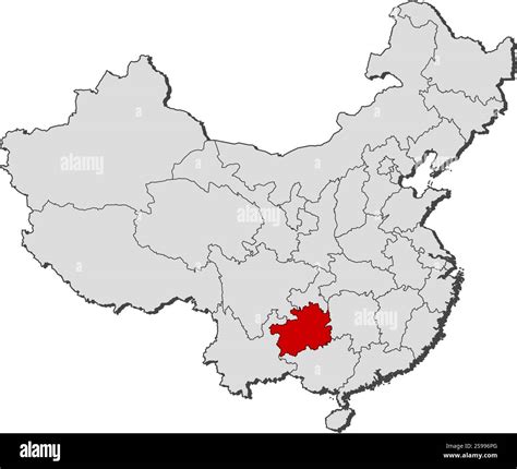 Map of China with the provinces, Guizhou is highlighted Stock Vector Image & Art - Alamy