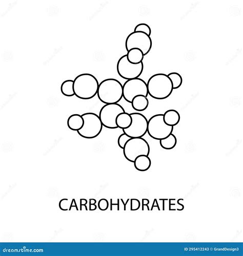 Carbohydrates Line Vector for Food Packaging, Carbohydrate Molecule ...