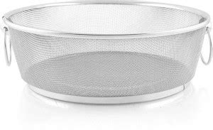 PRABHA Stainless Steel 23cm Fridge Basket Round, Basket with Handles ...